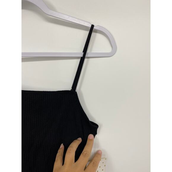 Emerette Womens Black Ribbed Spaghetti Strap Bodysuit NEW Size XL - Picture 3 of 10